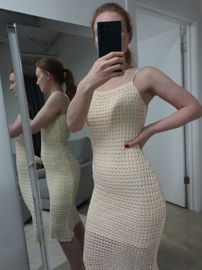 Cream Crochet Knit Top - Lightweight Open Weave